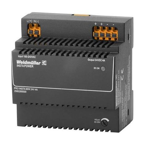Weidmüller PRO INSTA 96W 24V 4A Fuente de alimentación, Fuente de alimentación conmutada, 24 V, 2580260000