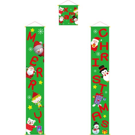 Guirlande De Porte De Noël - Tissu Non Tissé - Pour Décoration Intérieure Et Extérieure - 25 X 150 Cm Et 25 X 25 Cm - 1 Lot (1/2)