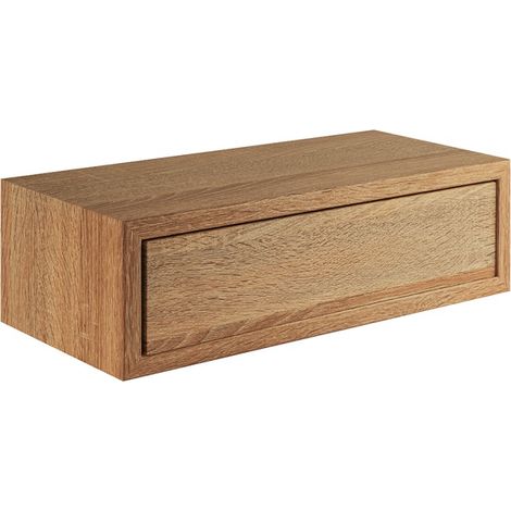 Étagère murale avec tiroir en chêne tabac – Dimensions 45 x 14,3 x 23,7 cm – Fixation invisible – Charge maximale 10 kg – Sanitec (1/4)