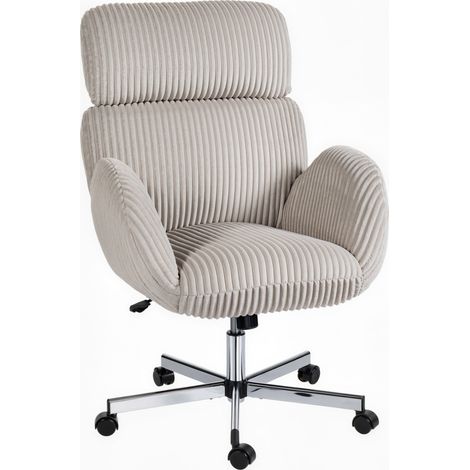 Chaise bureau ergonomique en velours, fauteuil de bureau avec dossier haut, appui-tête réglable et accoudoirs, gris (1/5)