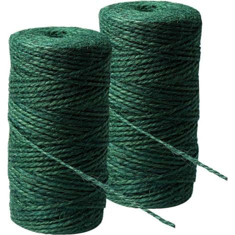 2 rouleaux de fil de chanvre vert pour jardin, fil de jute naturel pour le jardinage, les loisirs créatifs, 100 m (1/5)