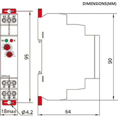 Relais temporisé miniature GEYA GRT8-A1 AC/DC 12V240V (1/5)