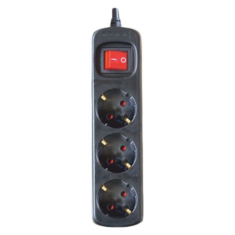Cordone elettrico con 3 spine, interruttore e cavo 1,5m Nero