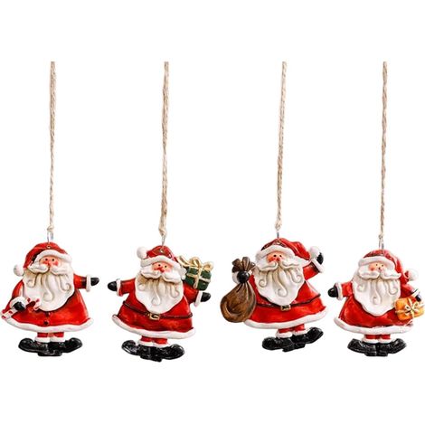 Juego de 4 piezas de adornos navideños: adornos para el árbol de Navidad con temática de Papá Noel y muñeco de nieve. (1/5)