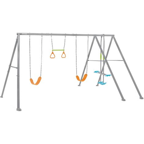 Balancoire a' bascule pour enfant Intex 44131 4 jeux avec structure en acier gris 467x254x211 cm.