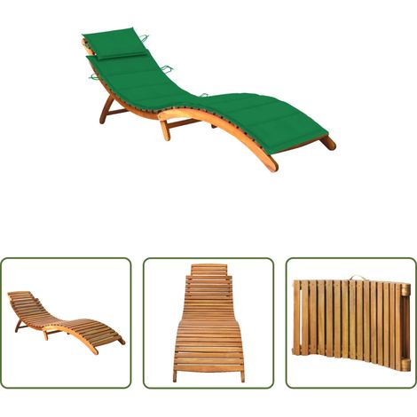 Chaise longue bois - Chaise longue de jardin avec coussin Bois d'acacia solide (1/5)
