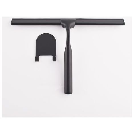Stainless Steel Shower Squeegee with Strong Suction Cup Hook for Bathroom, Kitchen, Mirror, Car, Window and Glass, 10 inches, Black. (1/5)