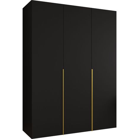 Armario Hartford 536, Negro, 202x150x52cm, Puertas de armario: Con bisagras, Número de estantes: 0 (1/5)