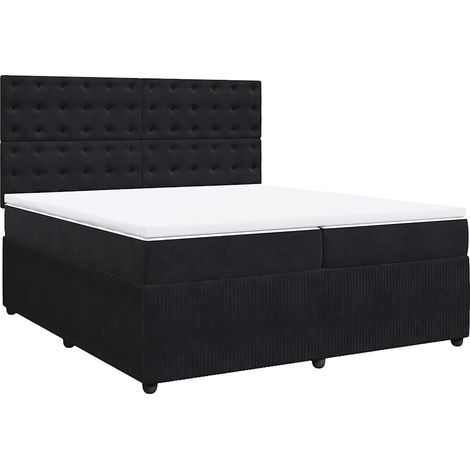 Maison Exclusive - Giroletto a Molle con Materasso Nero 200x200 cm in Velluto (1/5)