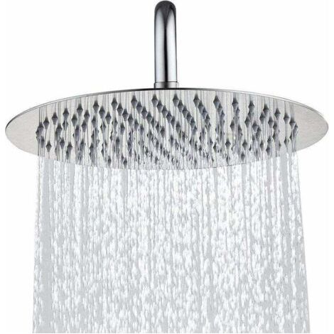Douchette de Douche Anti-calcaire en Acier Inoxydable 304 Pommeau de Douche Rond Ultra-Mince Haute Pression Tête de Douche Réglable à Pluie pour Salle de Bain, 10 Pouces (1/5)