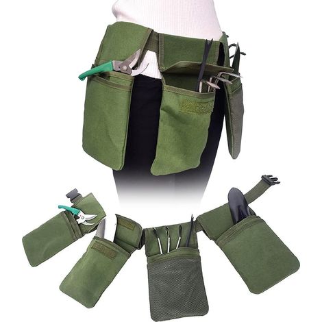 Aufbewahrungstasche für Gartengeräte – Gartengeschenke für Frauen, robuste Tragetasche für Gartengeräte, Werkzeugset, drinnen und draußen, grün (Werkzeuggürtel) (1/5)