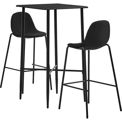Ensemble de bar 3 pièces avec table et 2 chaises, tissu noir, table 60 x 60 x 111 cm - PANGIVO (1/5)