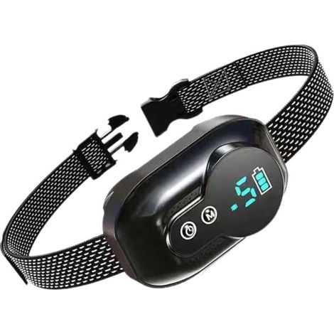 Collier Anti Aboiement Chien Rechargeable - 3 Modes Choc Électrique/Vibration/Son Aide au Dressage Inoffensif Automatique - Réglable pour Petit/Moyen/Gros Chien, Étanche IP67 Noir (1/5)
