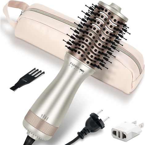 Mini brosse soufflante de voyage, brosse ovale avec double tension automatique 110–240 V, sans réglage manuel, technologie ionique, 3 températures, prise UE (1/5)