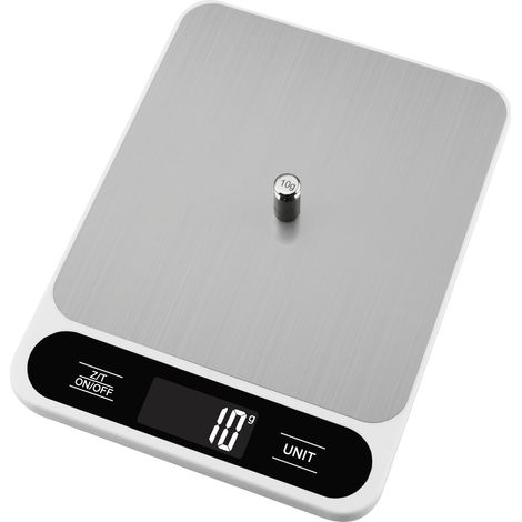 Weiße Küchenwaage, 22 lbs/10 kg, digitale Küchenwaage in Gramm und Unzen zum Backen, Kochen und Abnehmen, mit präziser 1-Gramm-/0,04-Unzen-Teilung, leicht zu reinigender Edelstahl (mit Ladekabel).