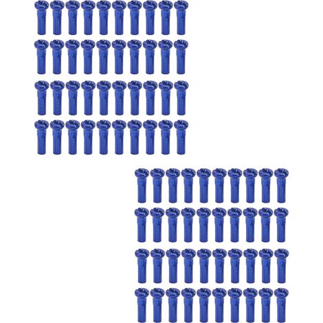 80 pièces Embouts de Rayon Vélo Fer 14mm Montagne Route Écrous pour Rayon 14G Bleu (1/5)