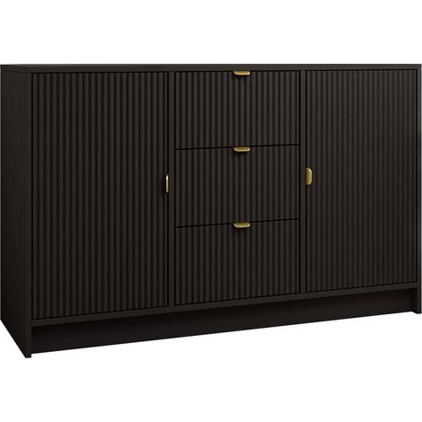 Cómoda Comfivo Papilio, Negro, Con cajones y puertas, Número de cajones: 0, 75x118x40cm