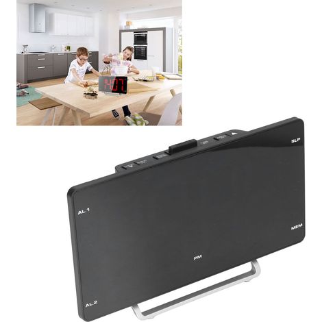 Großer elektronischer LED-Wecker, Digitaluhr mit zwei USB-Anschlüssen, FM-Radio und Tischuhr. (1/5)