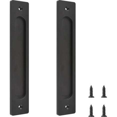 2 Pack Sliding Door Handle Rectangular Door Handle with Screws 220mm Aluminum Alloy for Closets, Sheds, Garages, Barn Doors (Black) (1/5)