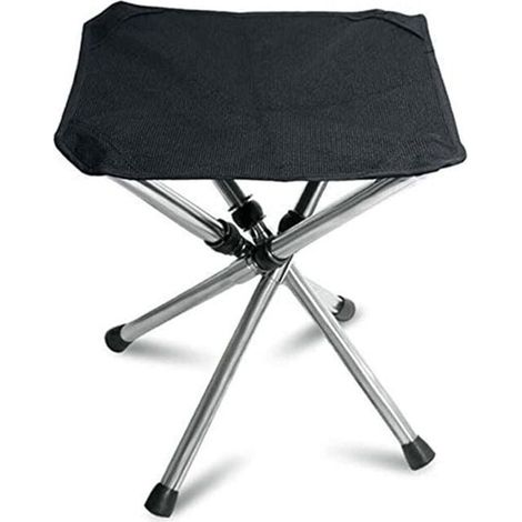 Chaise de pêche pliante d'extérieur en aluminium, tabouret de pique-nique portable et pliable, mini tabouret de rangement, chaise de pêche pliable, voyage, cheval, mobilier ultraléger, noir (1/4)