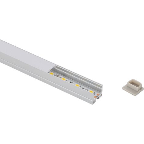 Perfil Aluminio Superficie para Tira LED hasta 13 mm con Tapa Continua Aluminio 2 m Blanco traslúcido