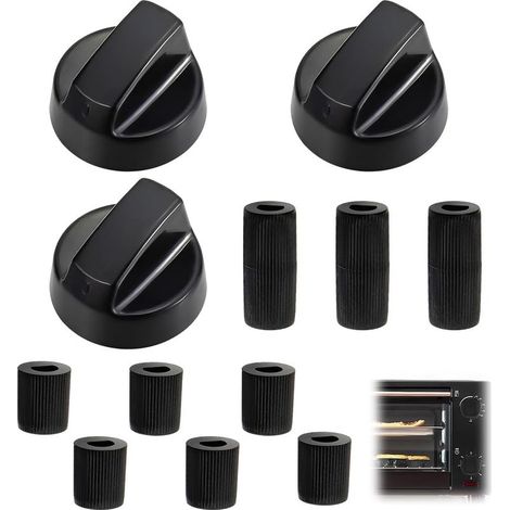 Bouton Gazinière Universel 3 Pièces + 9 Adaptateurs En Plastique, Diamètre Intérieur 6Mm Et 8Mm Pour Fours Et Plaques De Cuisson (1/5)