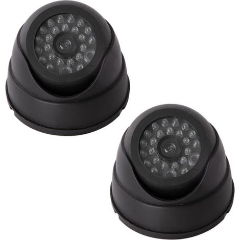 Caméra de sécurité factice - convient pour une utilisation à domicile, en extérieur et en intérieur - noire, lot de 2