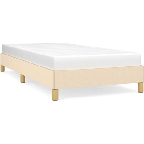 Cadre de lit beige (matelas non inclus), 80x200 cm, tissu. (1/5)