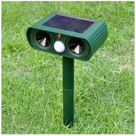 Répulsif pour animaux à ultrasons solaire d'extérieur Répulsif Chat Ultrason, Répulsif Animaux Alarme Sonore et Visuelle, Charge de Solaire. (1/4)