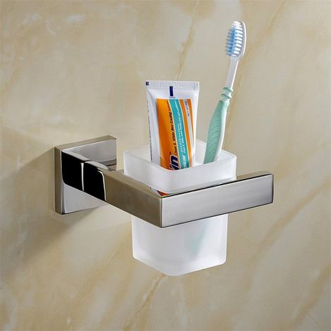 Porte-brosse à dents mural, support en acier inoxydable pour têtes de brosse à dents, porte-brosse à dents de salle de bain avec perçage (1/5)