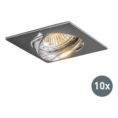 QAZQA edu - Spot encastrable - 10 pièces - L 90 mm - Chrome - Moderne - éclairage intérieur - Salon I Chambre I Cuisine I Salle à manger (1/3)