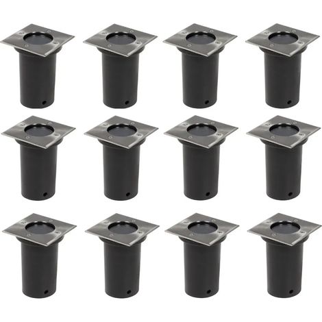 Lote de 12 lámparas empotrables de suelo para exterior jardín 10,8 x 10,8 x 15 cm de bajo consumo de aluminio negro 020046214 (1/4)