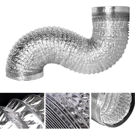 Conduit d'extraction de cuisine de 10 cm (4 pouces), conduit de ventilation, conduit en aluminium double face, conduit de ventilation, tuyau d'arrivée d'air frais, tuyau d'évacuation en fil d'acier ha (1/5)