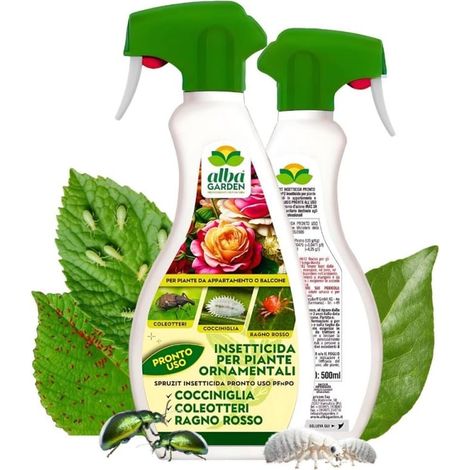 Albagarden Spruzit - PIRETRO Insetticida Piante Naturale - Contro Cocciniglia, Afidi, Ragnetto Rosso, Coleotteri, Popilia Japonica - Insetticida per Rose e Piante Ornamentali - Spray 500 ml (1/5)