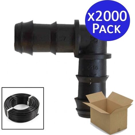 Set di 2000 Gomito portagomma 16 mm Raccordo a Gomito Connettore Angolare per Tubi irrigazione 90º Connettori Gomito (1/5)