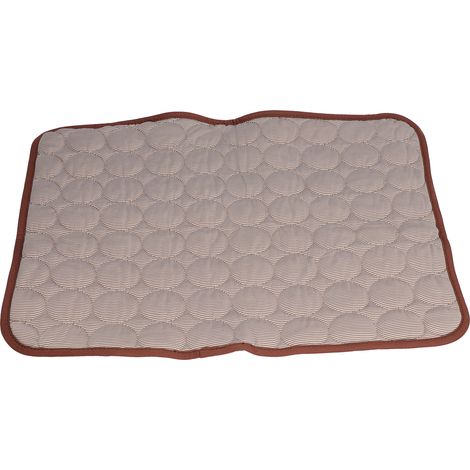 Tapis rafraîchissant pour chien et chat - Matelas de refroidissement pliable et respirant pour animaux - Taille M (60x50cm) - Marron (1/5)