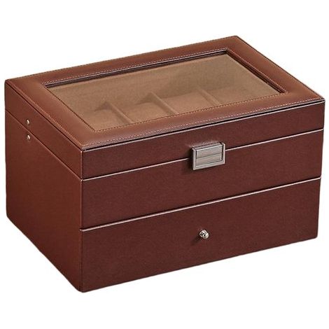 Scatola portaorologi in PU con 20 scomparti - 28,819,516,5 cm - Scatola trasparente per esporre gli orologi (1/5)