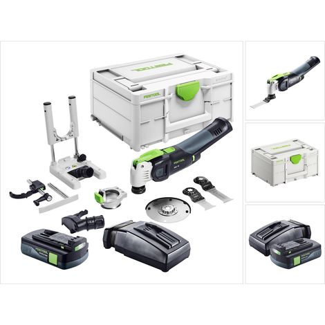 Festool VECTURO OSC 18 E-Basic Set Oscillateur sans fil 18 V Starlock Max Brushless + 1x batterie 3,0 Ah + chargeur + 7 pcs. d'accessoires + Systainer