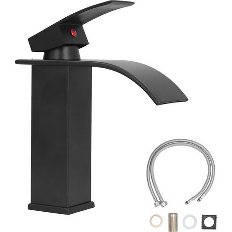 G1/2 Installation Verticale et Méthode D'ouverture de Type Ascenseur Mélangeur Noir Robinet D'évier de Lavabo avec Lue Poignée pour Salle de Bain Hôtel Homestay (1/5)