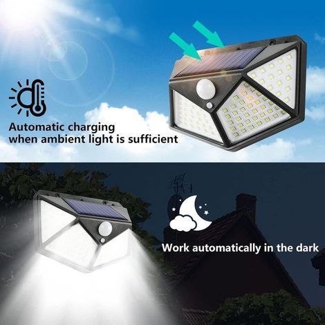 Lampe Solaire Exterieur Detecteur de Mouvement Lumiere Projecteur Led Éclairage Mural d'extérieur Spot Solaire IP65 Etanche 3 Modes Luminaire pour Jardin Garage Carport Terrasse Maison (Lot de 4) (1/4)