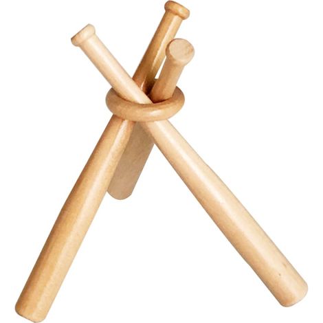 ensemble - Socle de baseball pour la maison - Bâton en bois massif avec anneau en bois - Idéal pour la présentation en magasin - Couleur bois naturel (1/5)