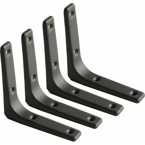 Soporte para estante de pared, soporte de metal negro mate, soporte de estante de metal para decoración de cocina, soporte resistente, 100 mm x 100 mm, 4 unidades (1/4)