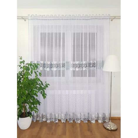 Cortina larga con encaje guipur doble de 400 cm x 250 cm. (1/5)