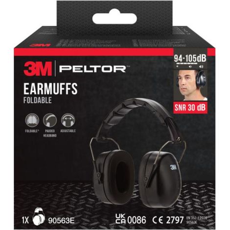 3M 3m orejeras con diadema plegables 90563e-1 7100333470 , (94-105 dB) SNR 4dBPROTECCIÓN AUDITIVA
