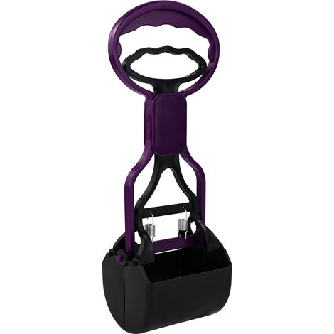 Pooper Scooper Pelle à déchets portable pour animaux de compagnie, pince à déjections canines, pince à déchets pour animaux de compagnie, ressort hautement élastique (violet) (1/5)