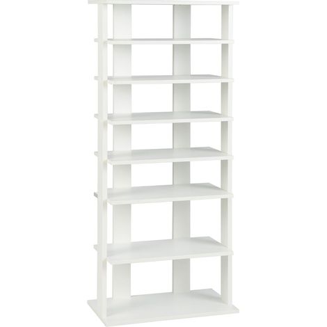 Libreria in legno bianco 47 x 25,5 x 110 cm doppia fila design verticale antiribaltamento 200012823