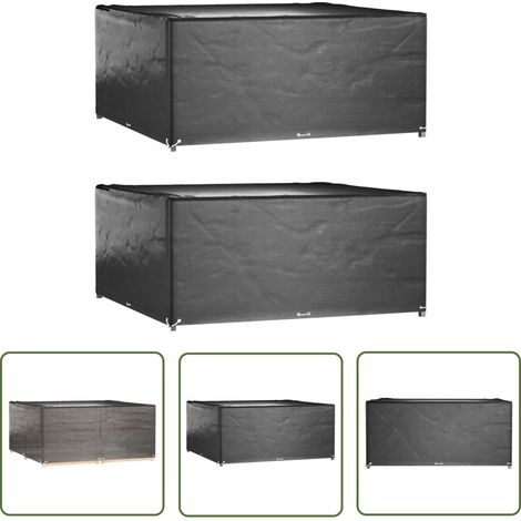 The Living Store Housses de salon de jardin 2 pcs 16 œillets 205x205x90 cm carré - Housse De Jardin - Housse De Mobilier Extérieur - Protection Meubles Jardin - Imperméable - Anti Uv (1/5)