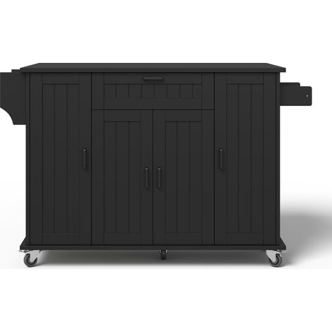 Klappbare Kücheninsel auf Rollen MDF schwarz 120 x 45(70) x 95 cm MODENUIT (1/5)