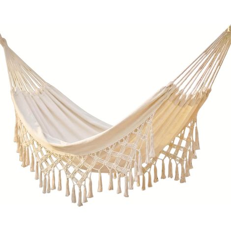 Hamac Double pour intérieur et extérieur - Hamac de Camping Portable - Grand hamac en Coton Doux pour la Maison, Deux Personnes, terrasse, Jardin, Porche, pelouse et Jardin