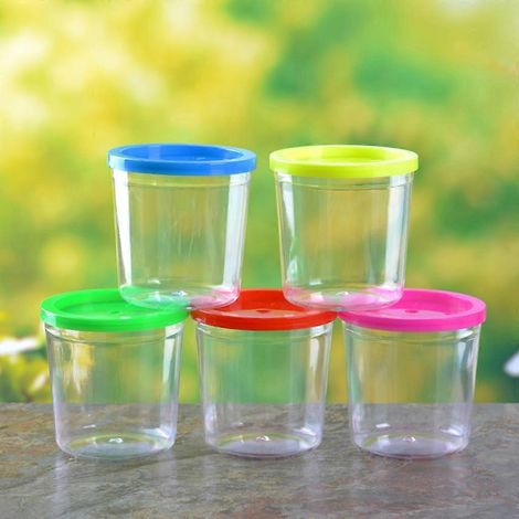 Aquarium en plastique pour enfants, mini-gobelets transparents pour betta, incubateur pour petits poissons - 5 pièces, sans ficelle (1/4)